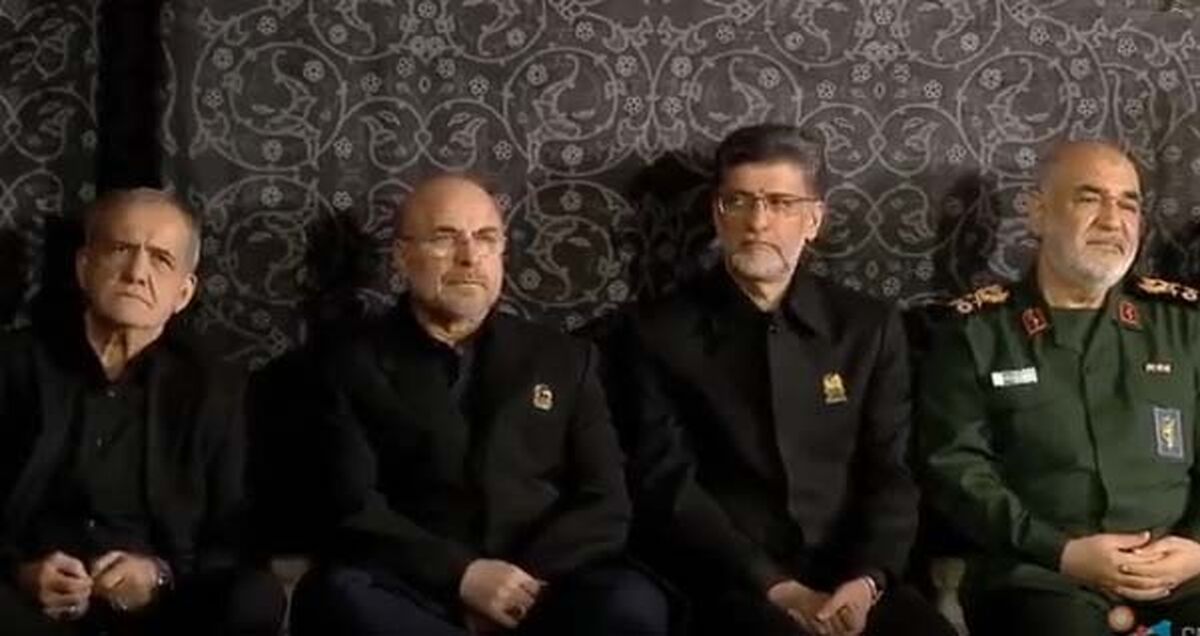 پزشکیان، قالیباف، ظریف و فرمانده سپاه در حرم امام رضا(ع)